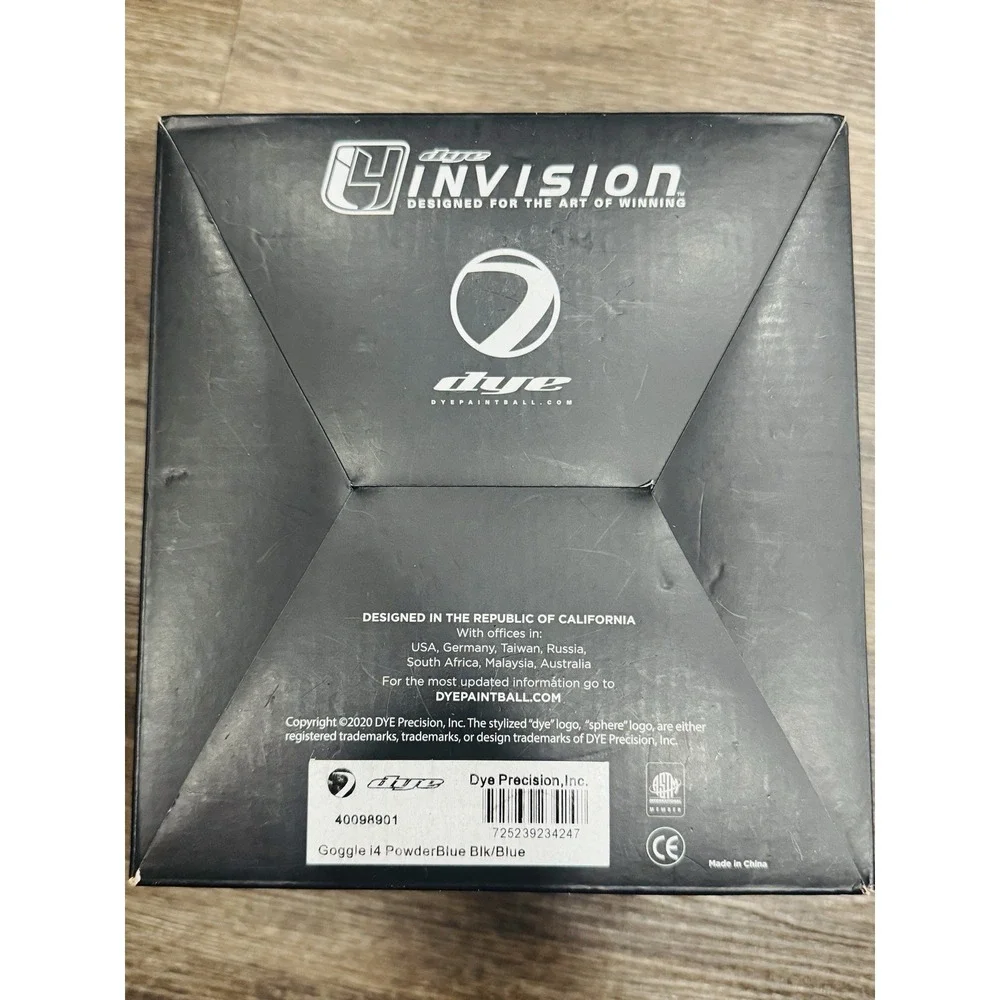 Dye Invision i4 Paintball Mask Powder Blue Black Blue Thermal Lens Goggles
